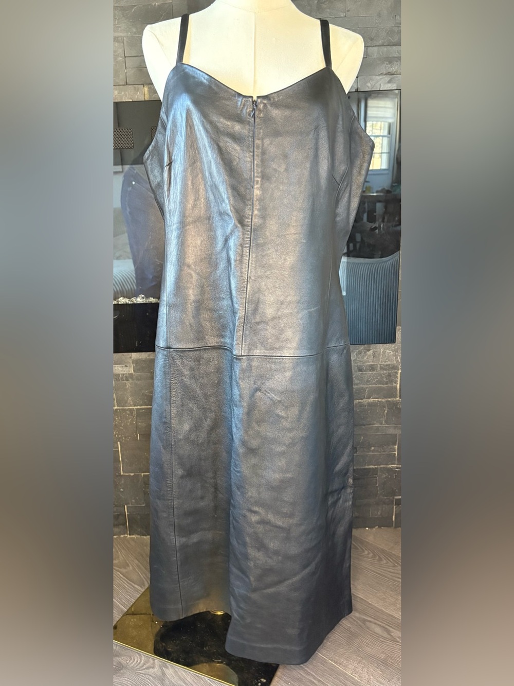 Beautiful genuine black leather dress.